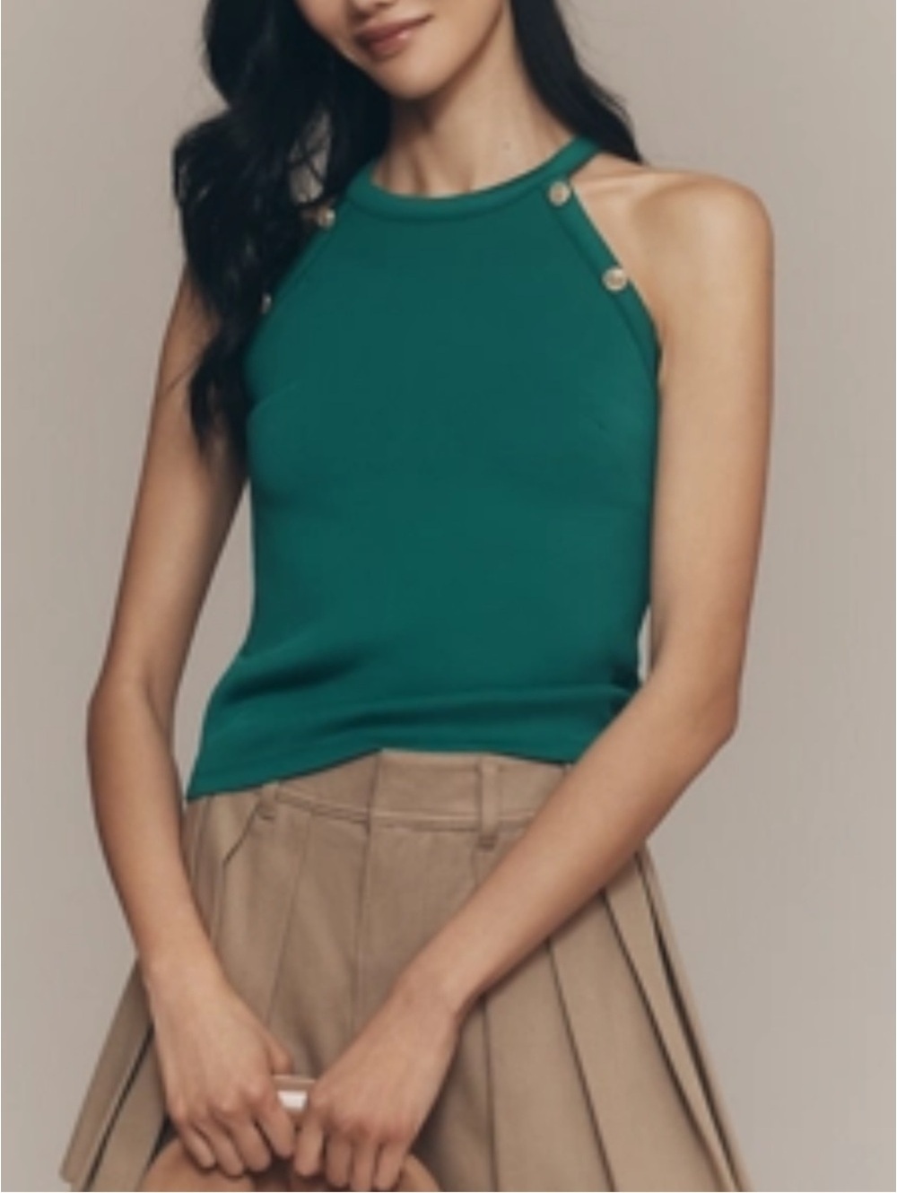 Anthropologie Maeve High Neck Button Tank NWT size XXS